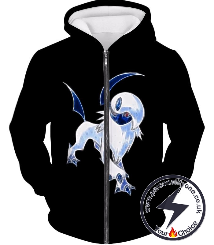 Pokemon Super Cool Disaster Pokemon Absol Awesome Promo Black Zip Up Hoodie